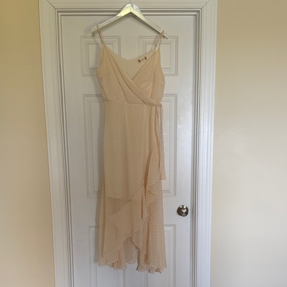 Altar'd State Dresses & Skirts - Altar'd State Cream Sheer Wrap High-Low Midi Dress